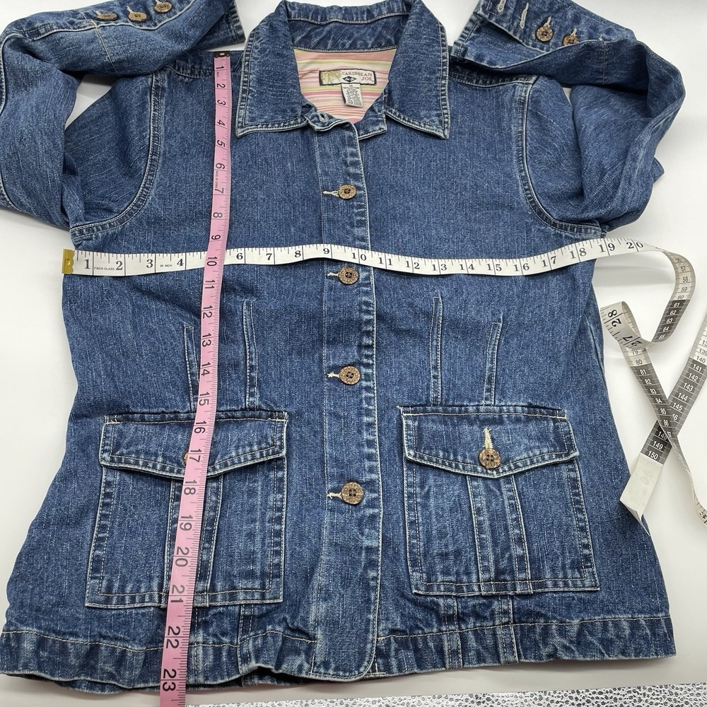 Caribbean Joe Women's Vintage Denim Jacket Button Down Medium - Picture 4 of 7